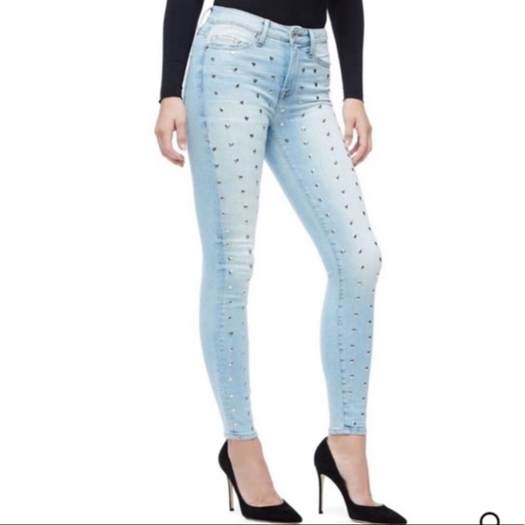 Good American Good Legs Heart Studded Jeans 8/29 26X26 skinny - Picture 13 of 13